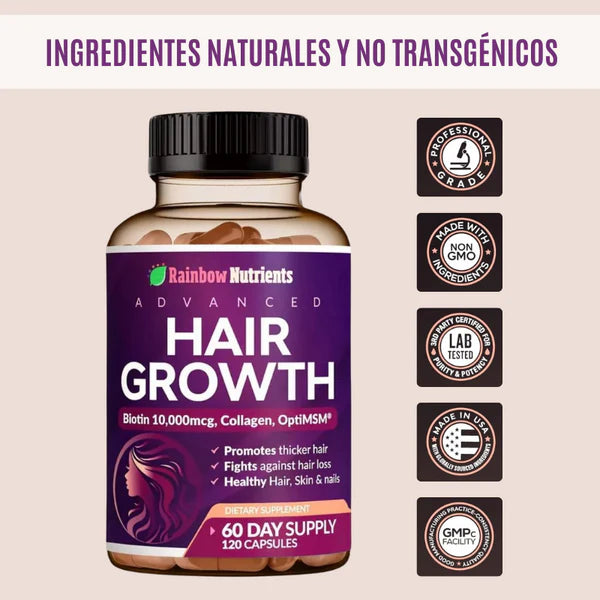 HAIR GROWTH - Vitamina para cabello con Biotina x 120 cápsulas