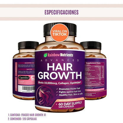 HAIR GROWTH - Vitamina para cabello con Biotina x 120 cápsulas